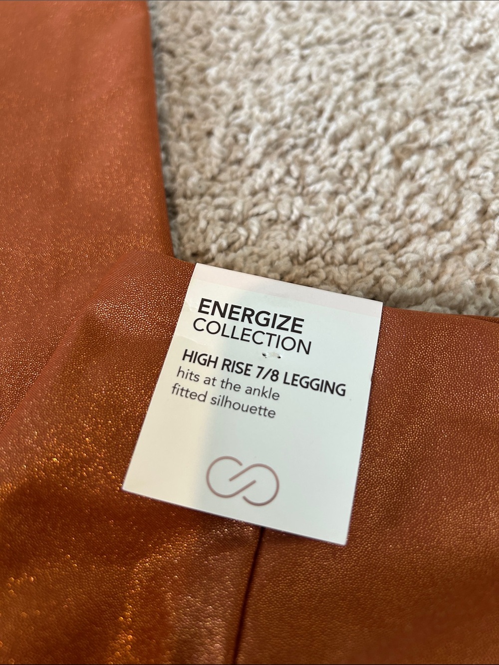 NWT Calia Small High Rise 7/8 Leggings, Energize Collection, Shiny Copper - Picture 2 of 5